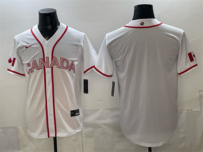 Men's Canada Baseball Blank White 2026 World Baseball Classic Home Stadium Stitched Jersey