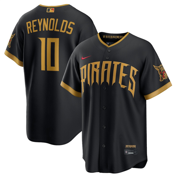 Men's Pittsburgh Pirates #10 Bryan Reynolds Black 2026 City Connect Stadium Stitched Stitched Baseball Jersey