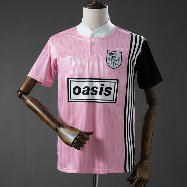 Oasis Band 1996 Pink Retro Soccer Jersey