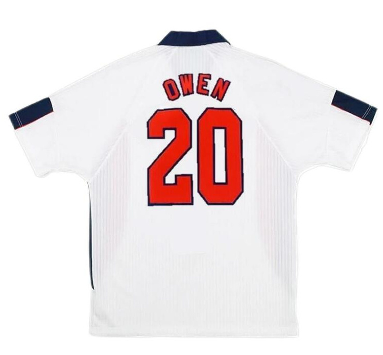 Owen #20 Retro England 1998 World Cup Home Soccer Jersey