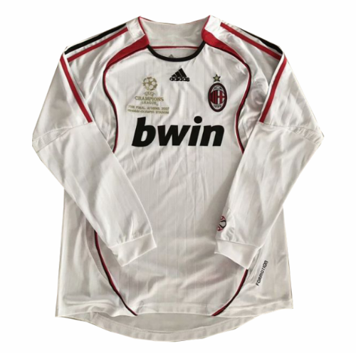 Retro AC Milan 06-07 Away Long Sleeve Soccer Jersey Shirt UCL Final