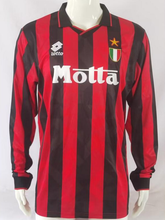 Retro AC Milan 1993-94 Home Long Sleeve Soccer Jersey