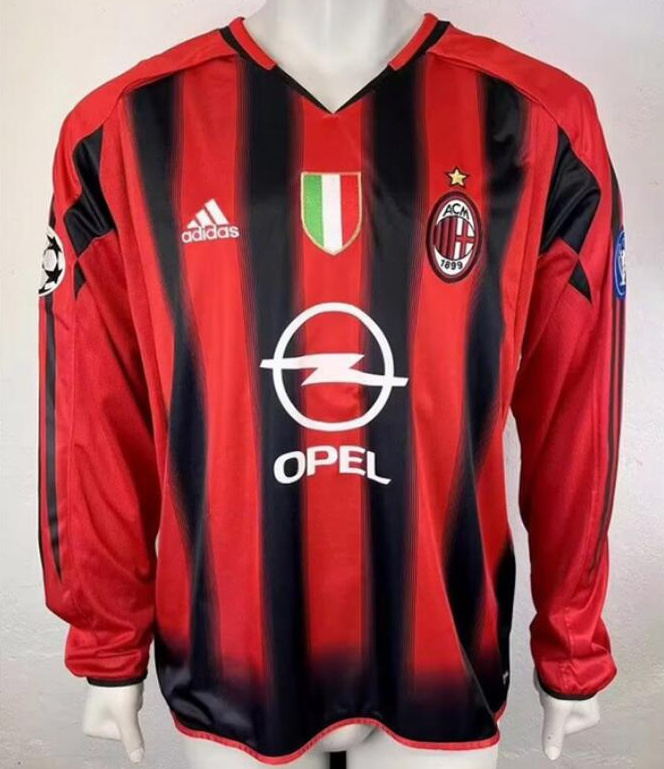 Retro AC Milan 2004-05 Home Long Sleeve Soccer Jersey With SCUDETTO Badge