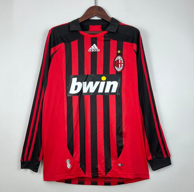 Retro AC Milan 2007-08 Home Long Sleeve Soccer Jersey