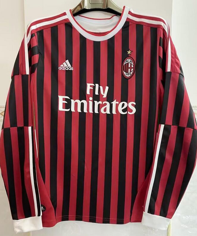 Retro AC Milan 2011-12 Home Long Sleeve Soccer Jersey
