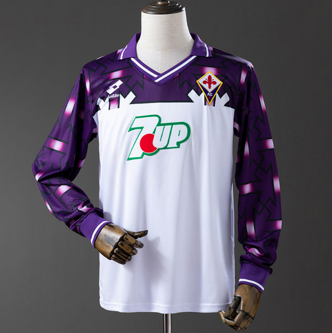 Retro ACF Fiorentina 1992-93 Away Long Sleeve Soccer Jersey