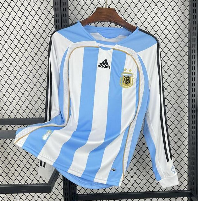 Retro Argentina 2006 Home Long Sleeve Soccer Jersey