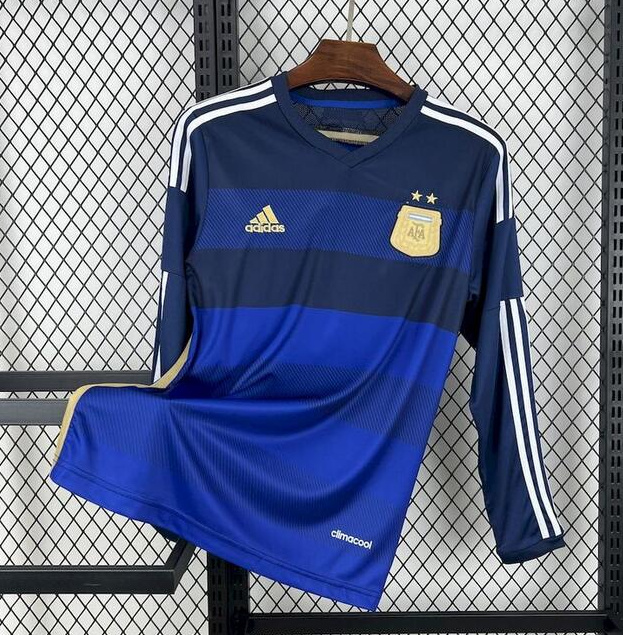 Retro Argentina 2014 Away Long Sleeve Soccer Jersey