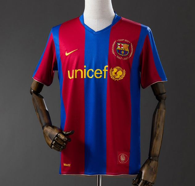 Retro Barcelona 2007-08 Home 50 Years Anniversary Soccer Jersey
