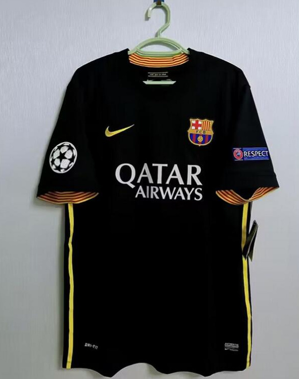Retro Barcelona 2013-14 Away Soccer Jersey with UCL Patches