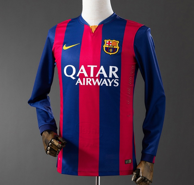 Retro Barcelona 2014-15 Home Long Sleeve Soccer Jersey