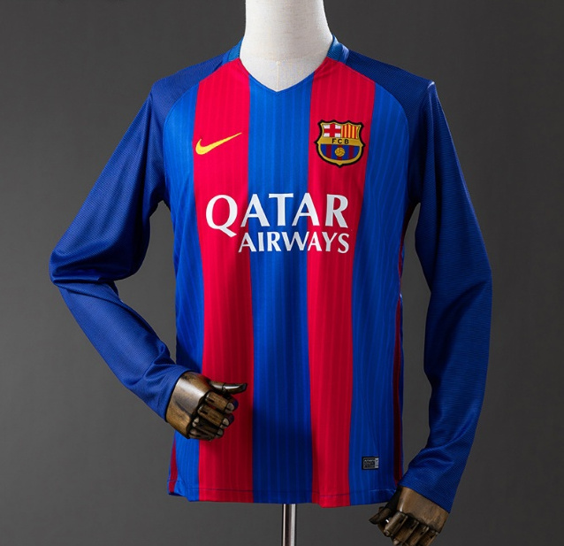 Retro Barcelona 2016-17 Home Long Sleeve Soccer Jersey
