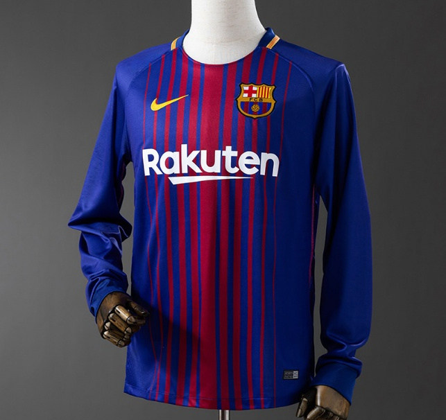 Retro Barcelona 2017-18 Home Long Sleeve Soccer Jersey