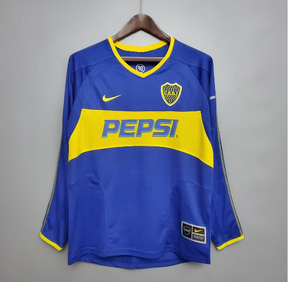 Retro Boca Juniors 2003-04 Home Long Sleeve Soccer Jersey