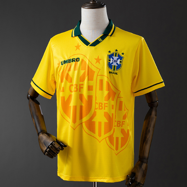 Retro Brazil 1993-1994 Home Yellow Soccer Jersey