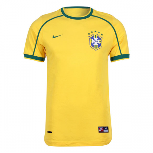 Retro Brazil 1998-2000 Home Yellow Soccer Jersey Shirt