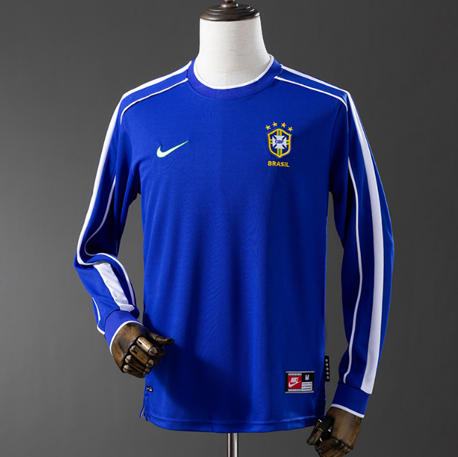 Retro Brazil 1998 Away Long Sleeve Soccer Jersey