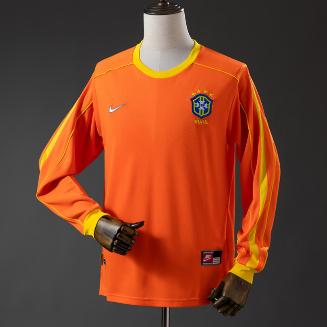 Retro Brazil 1998 Goalkeeper Gate Guards Long Sleeve Soccer Jersey