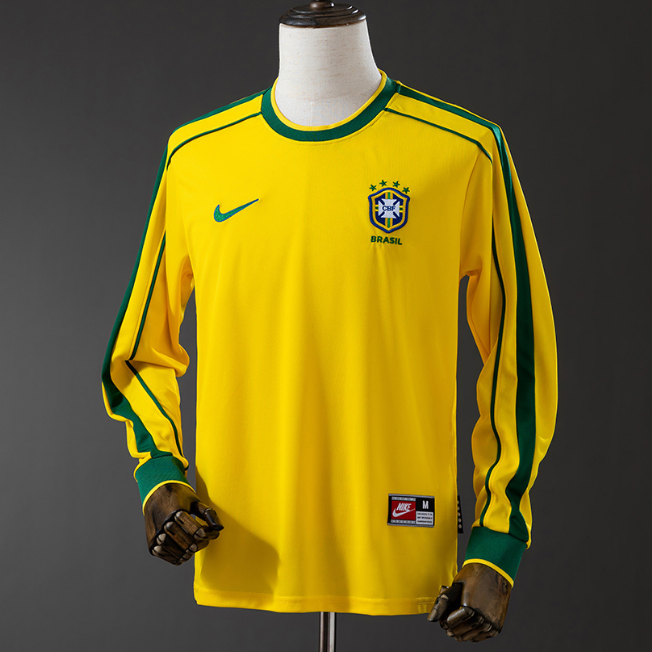 Retro Brazil 1998 Home Long Sleeve Soccer Jersey