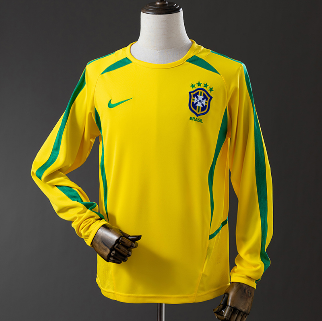 Retro Brazil 2002 Home Long Sleeve Soccer Jersey