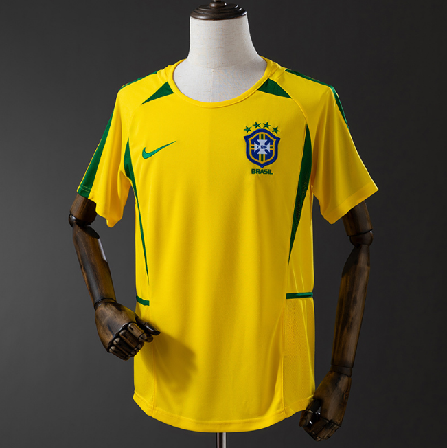 Retro Brazil 2002 Home Yellow Soccer Jersey Shirt