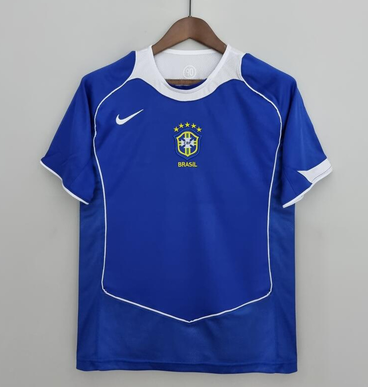 Retro Brazil 2004-06 Away Soccer Jersey Blue