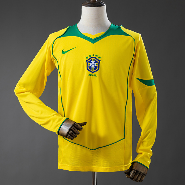 Retro Brazil 2004 Home Long Sleeve Soccer Jersey
