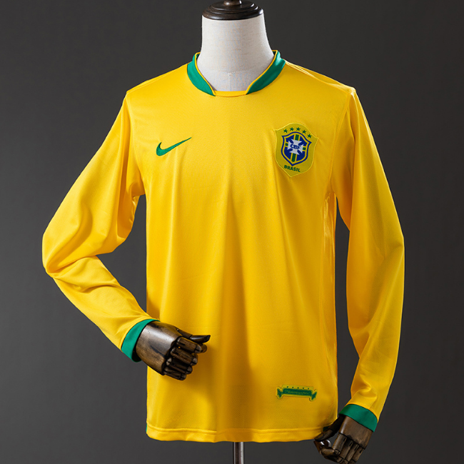 Retro Brazil 2006 Home Long Sleeve Soccer Jersey