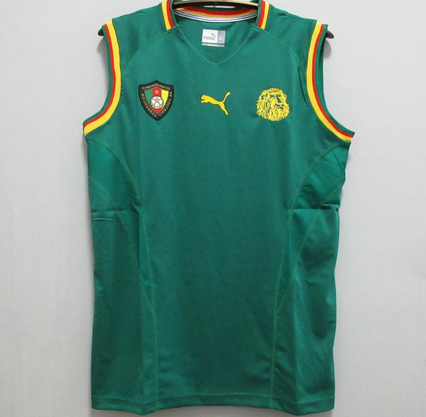 Retro Cameroon 2002 Vest Soccer Jersey Green