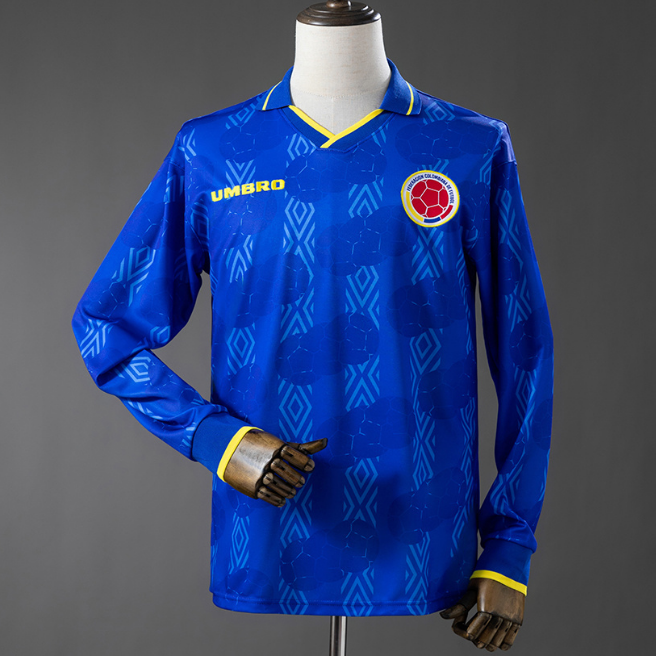Retro Colombia 1994 Away Long Sleeve Soccer Jersey