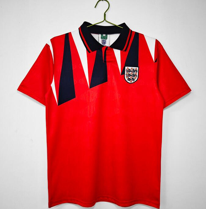 Retro England 1992 Away Soccer Jersey Red