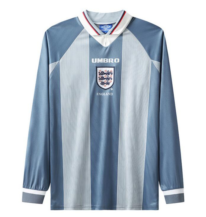Retro England 1996 Away Long Sleeve Soccer Jersey