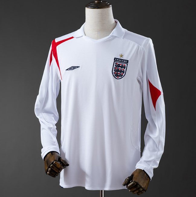 Retro England 2006 Home Long Sleeve Soccer Jersey