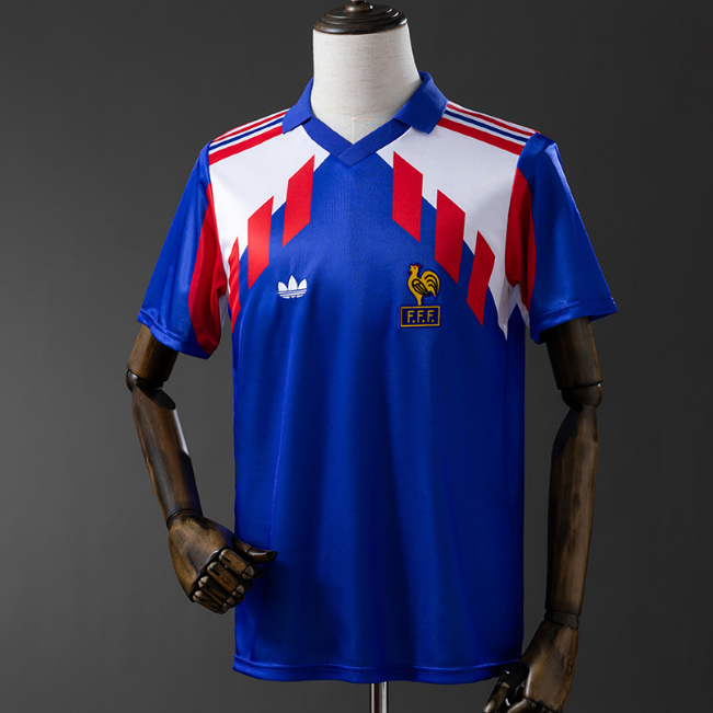 Retro France 1988-90 Home Soccer Jersey