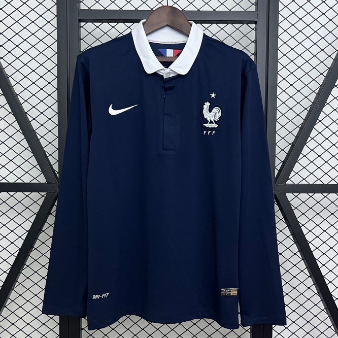 Retro France 2014 Home Long Sleeve Soccer Jersey
