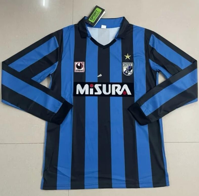 Retro Inter Milan 1988-90 Home Long Sleeve Soccer Jersey