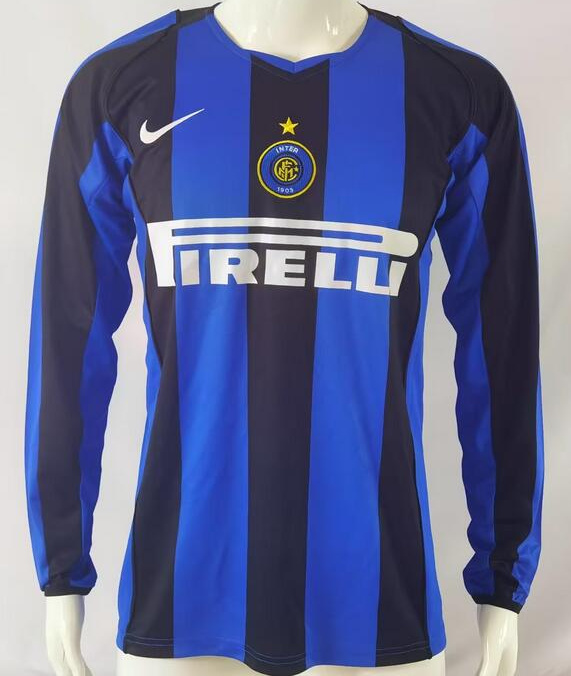 Retro Inter Milan 2004-05 Home Long Sleeve Soccer Jersey