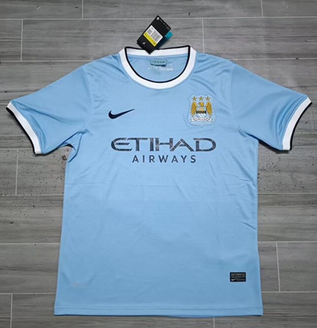 Retro Manchester City 2013-14 Home Soccer Jersey