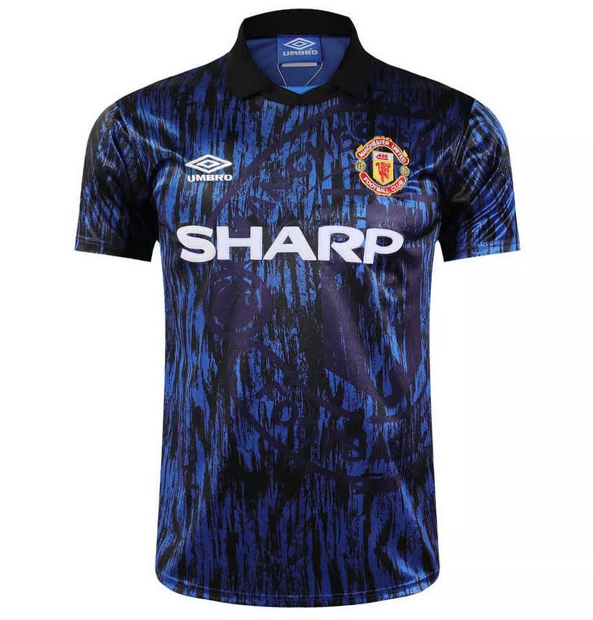 Retro Manchester United 1993-94 Away Soccer Jersey Blue