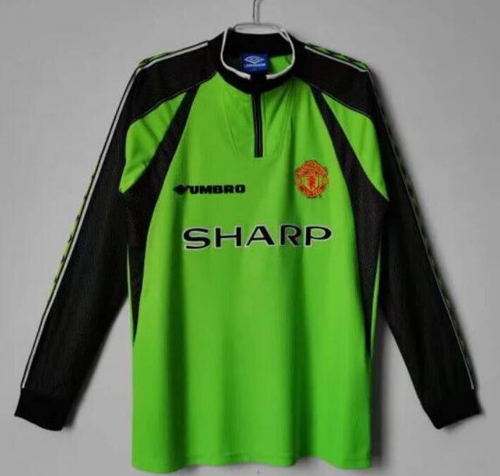 Retro Manchester United 1998 Goalkeeper Long Sleeve Soccer Jersey Green