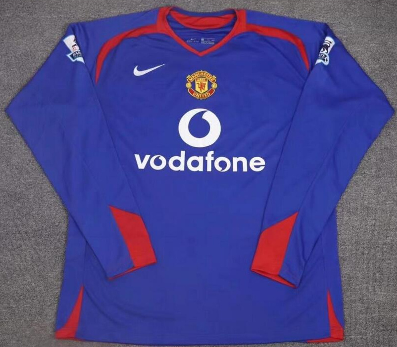 Retro Manchester United 2006-07 3rd Away Long Sleeve Soccer Jersey Blue
