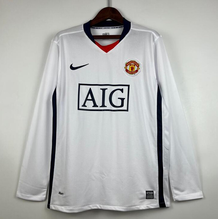 Retro Manchester United 2007-08 Away Long Sleeve Soccer Jersey