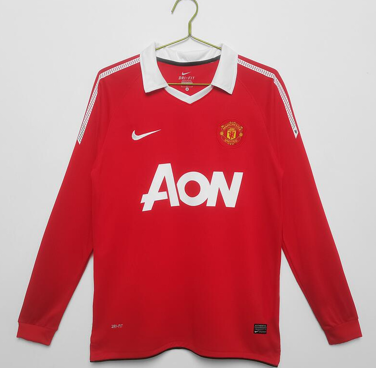 Retro Manchester United 2010-11 Home Long Sleeve Soccer Jersey