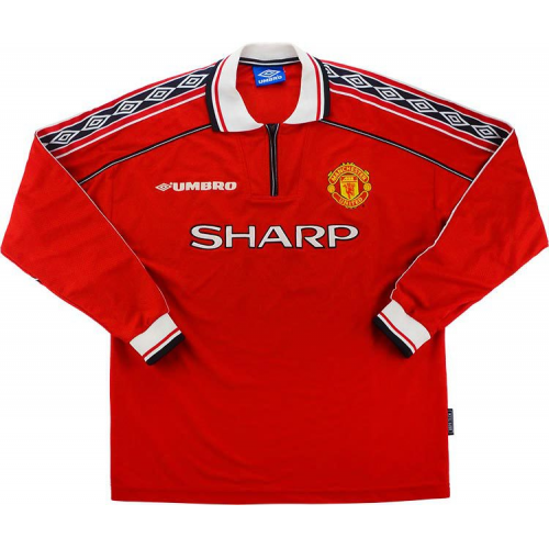 Retro Manchester United 98-99 Home Long Sleeve Soccer Jersey Shirt