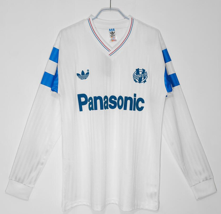 Retro Marseille 1990 Home Long Sleeve Soccer Jersey