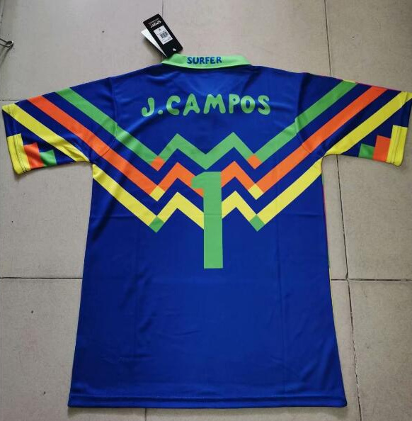 Retro Mexico Goalkeeper Blue Pink Soccer Jersey Jorge Campos #1