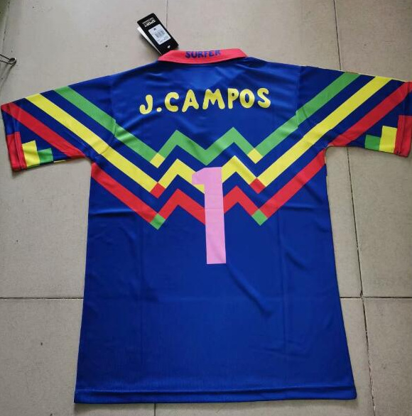 Retro Mexico Goalkeeper Blue Yellow Soccer Jersey Jorge Campos #1
