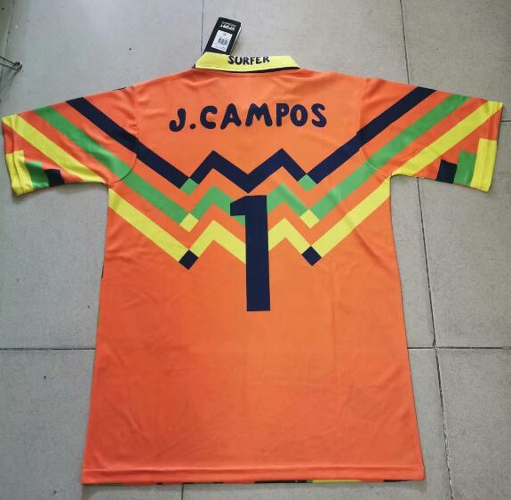 Retro Mexico Goalkeeper Green Orange Soccer Jersey Jorge Campos #1