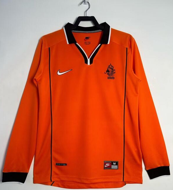 Retro Netherlands 1998 Home Long Sleeve Soccer Jersey