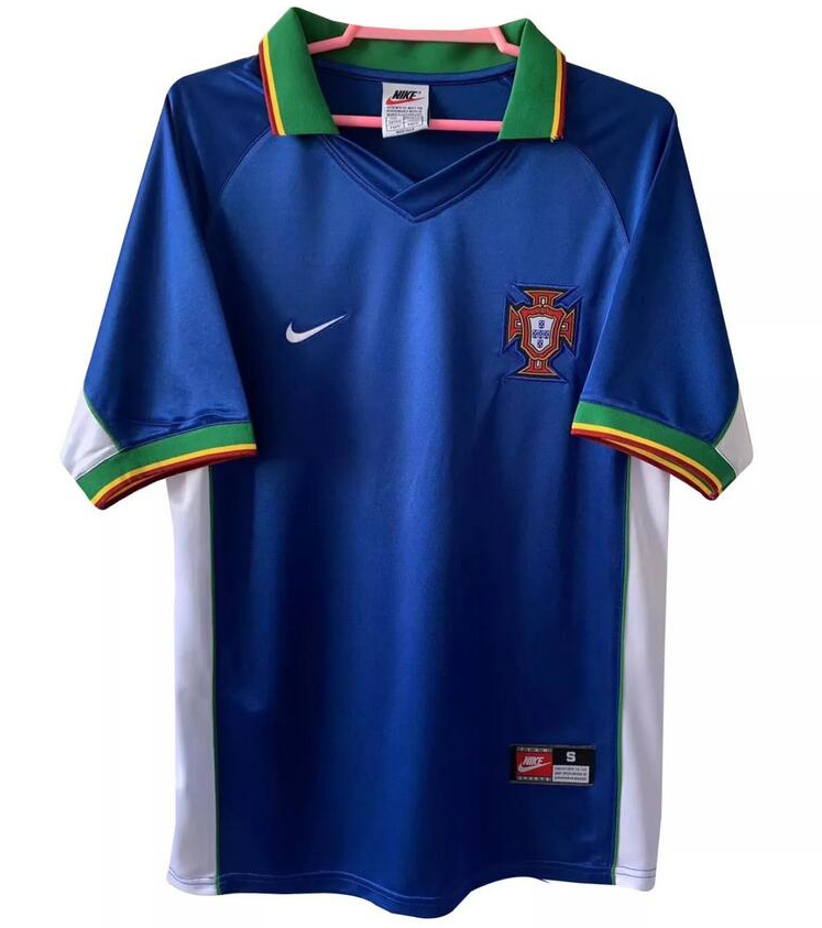 Retro Portugal 1998 Away Soccer Jersey Blue